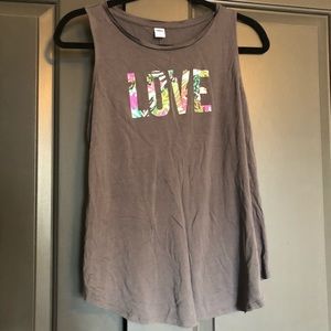 Old Navy Active Gray Sleeveless LOVE Shirt Size M